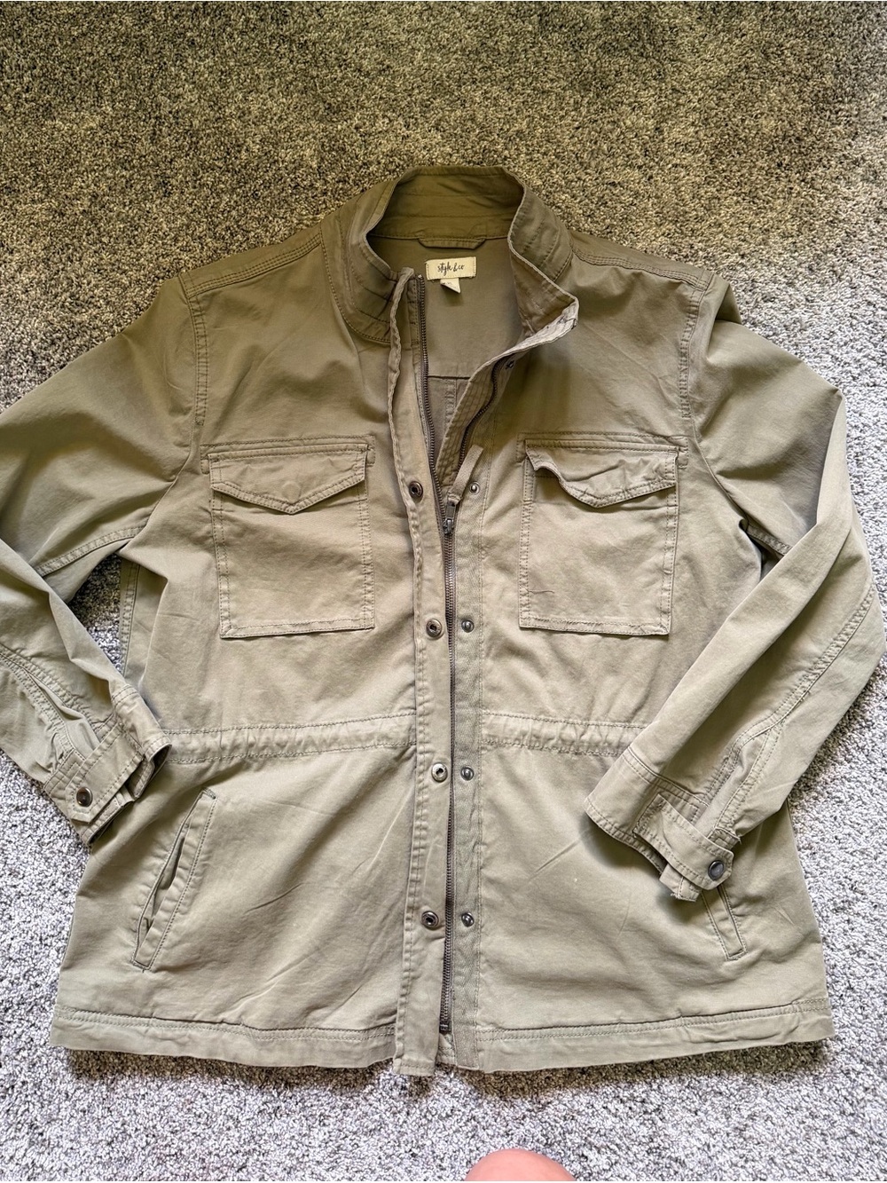 Style & Co. Olive Green Military Style Jacket
